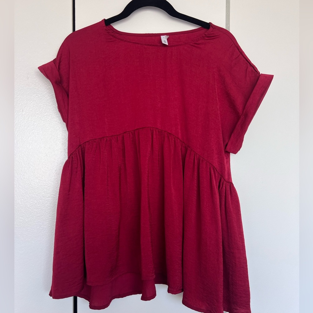 Red Babydoll Style Top Size Small